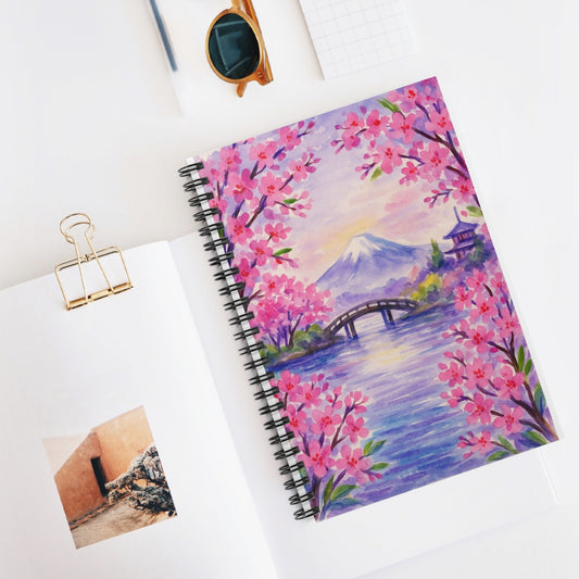 Japan | Beautiful Cherry Blossoms Journal, Gift for Students, Spring Decor, Nature Lover's Stationery, Travel Diary