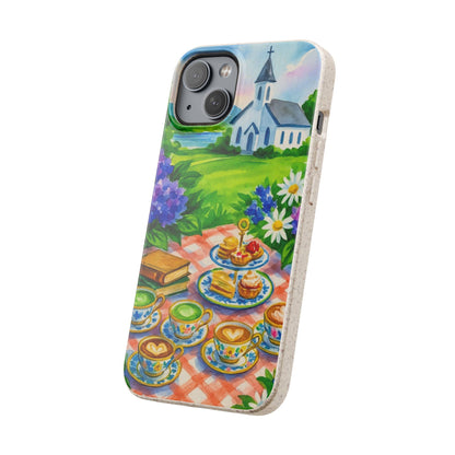 Biodegradable Phone Cases with Charming Tea Party Design, Eco-Friendly Phone Cover, Gift for Nature Lovers, Fun & Whimsical Style