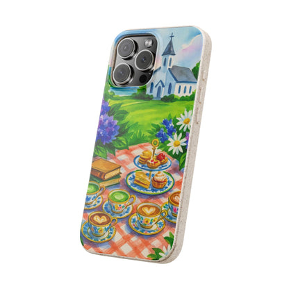 Biodegradable Phone Cases with Charming Tea Party Design, Eco-Friendly Phone Cover, Gift for Nature Lovers, Fun & Whimsical Style
