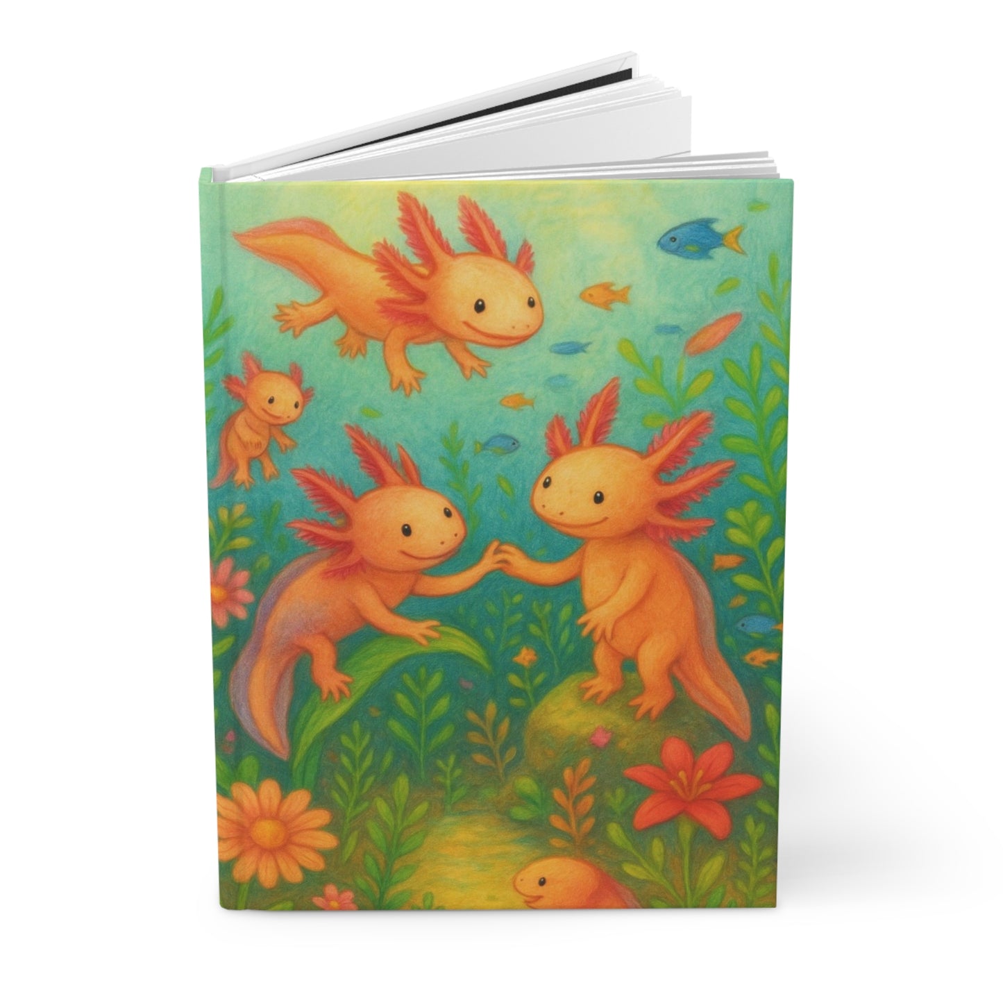 Colorful Axolotl Hardcover Journal - Cute Gift for Writers, Kids, Nature Lovers, Back to School, Notebook