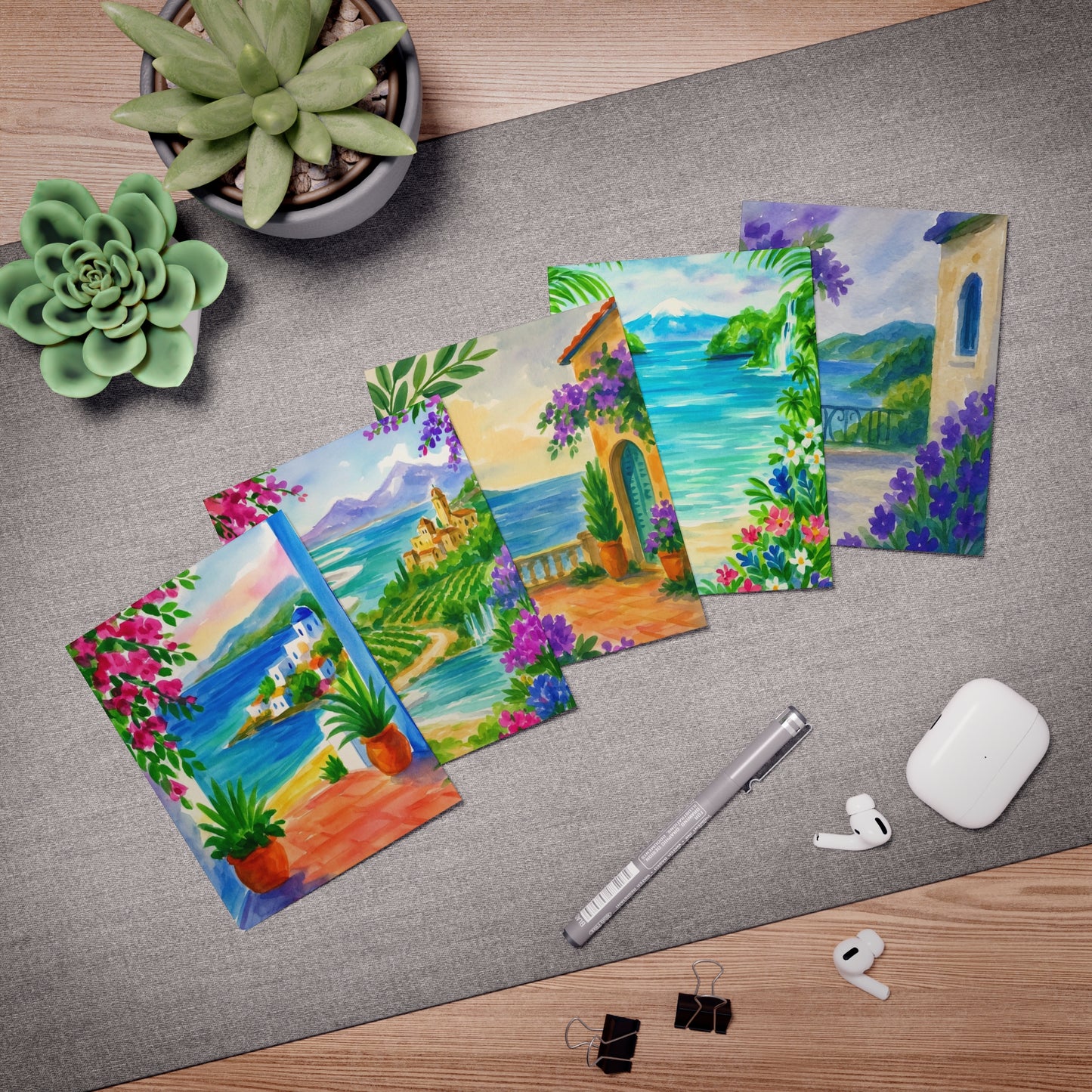 Scenic Art Greeting Cards Set, Hand-Painted Cards for All Occasions, Birthday, Thank You, Friendship, Note Cards