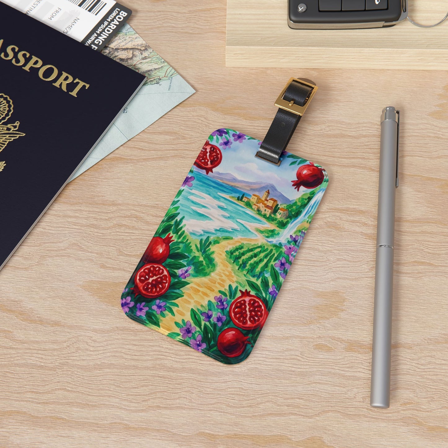 Vibrant Luggage Tag with Scenic Landscape, Travel Accessory for Travelers, Vacation Essentials, Unique Gift Idea, Summer Getaway
