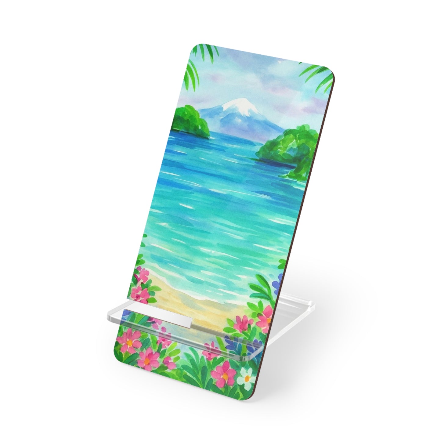 Tropical Smartphone Display Stand, Beach Decor, Phone Holder, Summer Vibes, Wedding Gift, Home Office Accessory