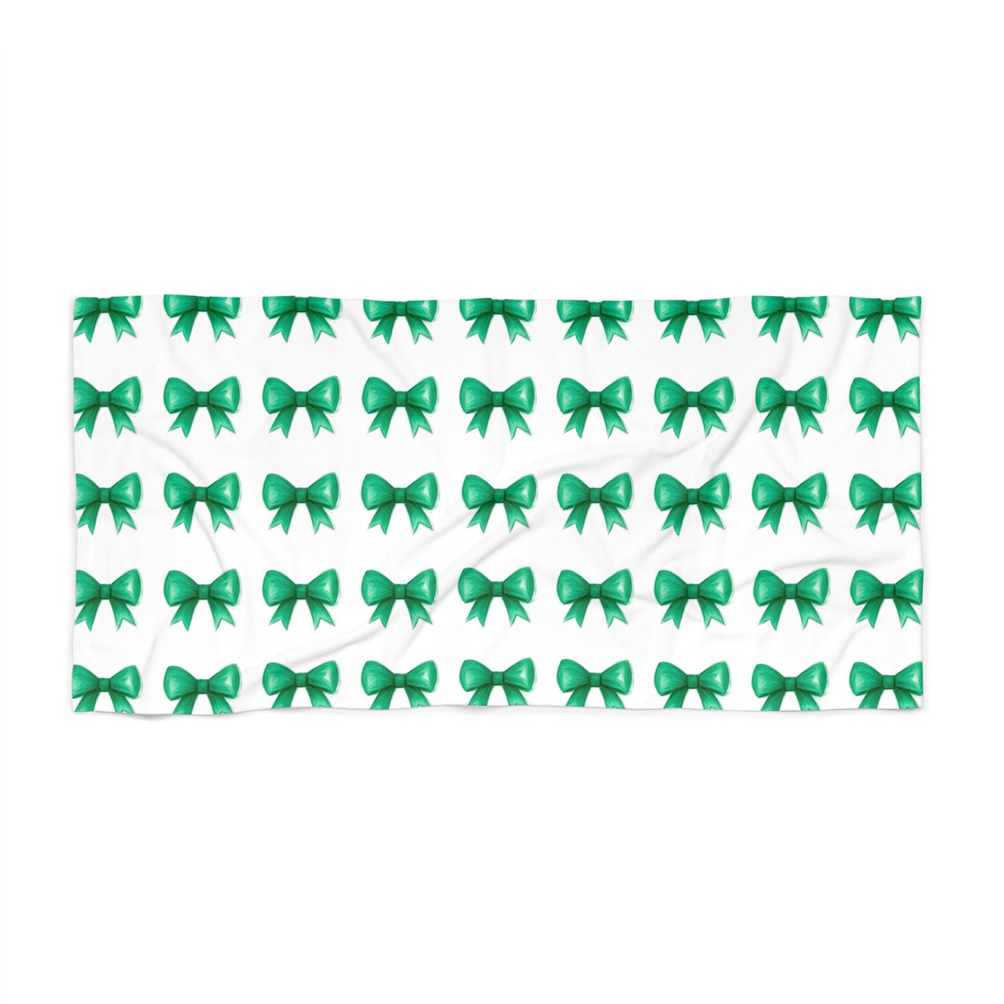 Chic Green Bow Beach Towel - Elegant Summer Essential, Poolside Accessory, Gift for Her, Beachday, Vacation Towels