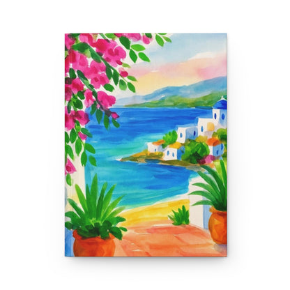Scenic Hardcover Journal with Floral Design | Travel Journal, Sketchbook, Gift for Writers, Artistic Diary, Beach Vibes