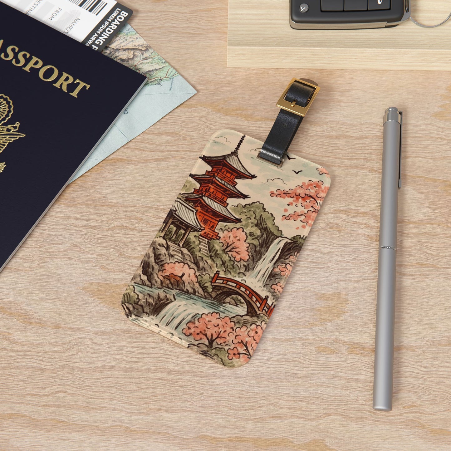 Travel-Inspired Luggage Tag with Japanese Pagoda Design, Perfect for Wanderlust Spirits, Travel Gifts, Vacation Accessories, Unique [...]