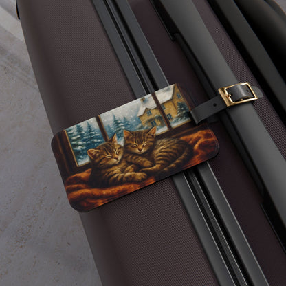 Cozy Cat Luggage Tag | Cat Lover's Travel Accessory | Pet-Themed Gift | Holiday Travel Essentials | Cat-Inspired Bag Tag | Unique Travel Tag