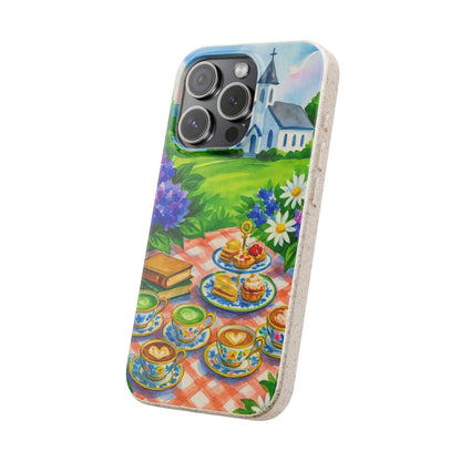 Biodegradable Phone Cases with Charming Tea Party Design, Eco-Friendly Phone Cover, Gift for Nature Lovers, Fun & Whimsical Style