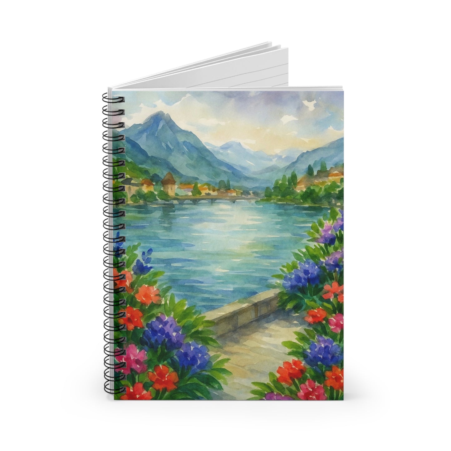 Scenic Floral Spiral Notebook - Ruled Line, Nature Lover Journal, Garden Decor, Gift for Writers, Travel Notes, Stationery