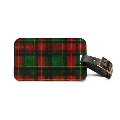 Festive Plaid Luggage Tag, Travel Accessory, Personalized Gift, Holiday Travel Tag, Stylish Baggage Identifier