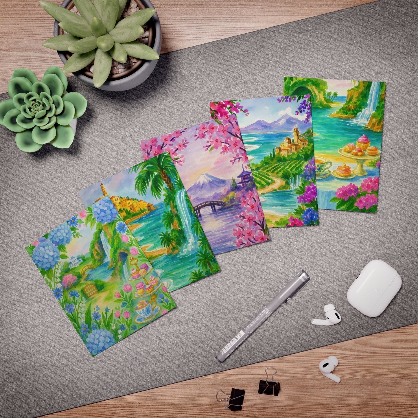 Vibrant Greeting Cards Set for All Occasions, Art Cards, Note Cards, Stationery, Birthday Cards, Thank You Cards