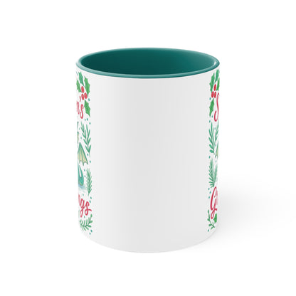Season's Greetings Dragon Accent Mug | Holiday Coffee Cup, Cute Gift for Kids, Christmas Decor, Kawaii Tea Mug, Fantasy Drinkware