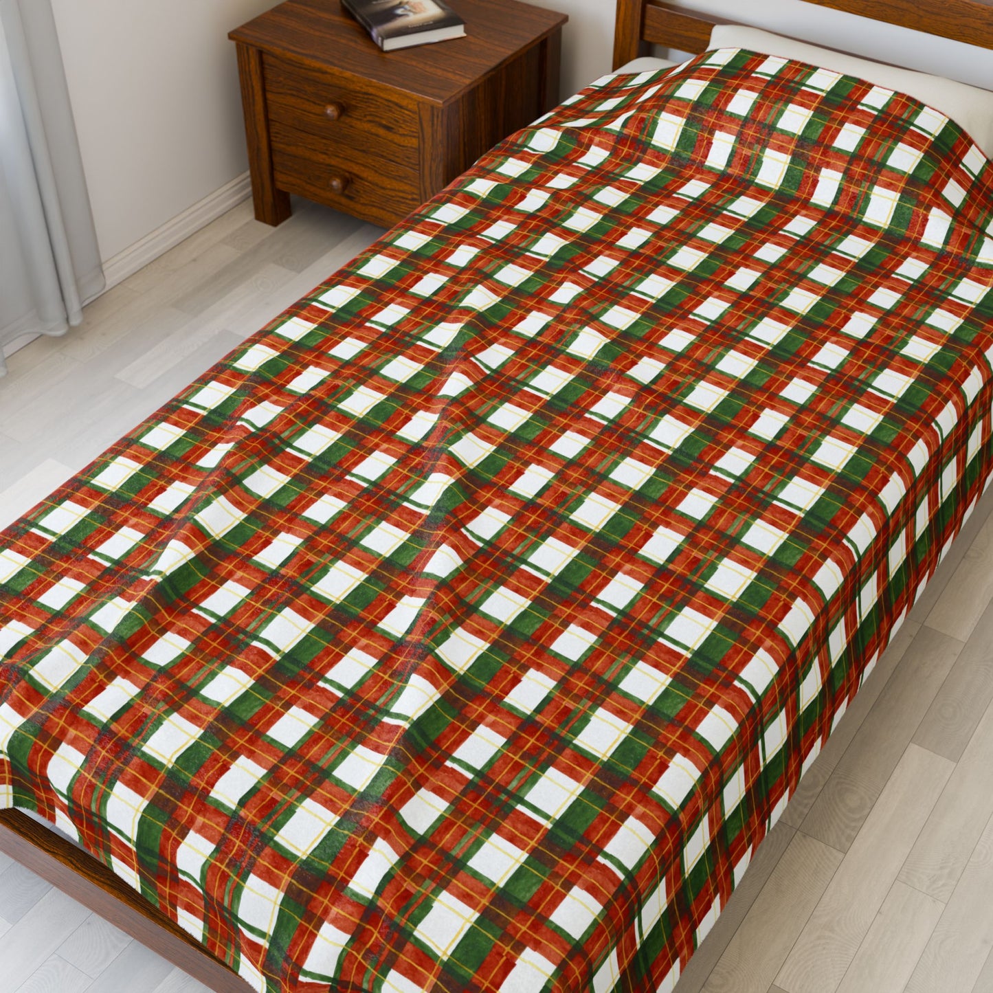 Cozy Festive Velveteen Plush Blanket, Holiday Decor, Winter Warmth, Gift for Him/Her, Snuggly Throw Blanket, Christmas Home Decoration