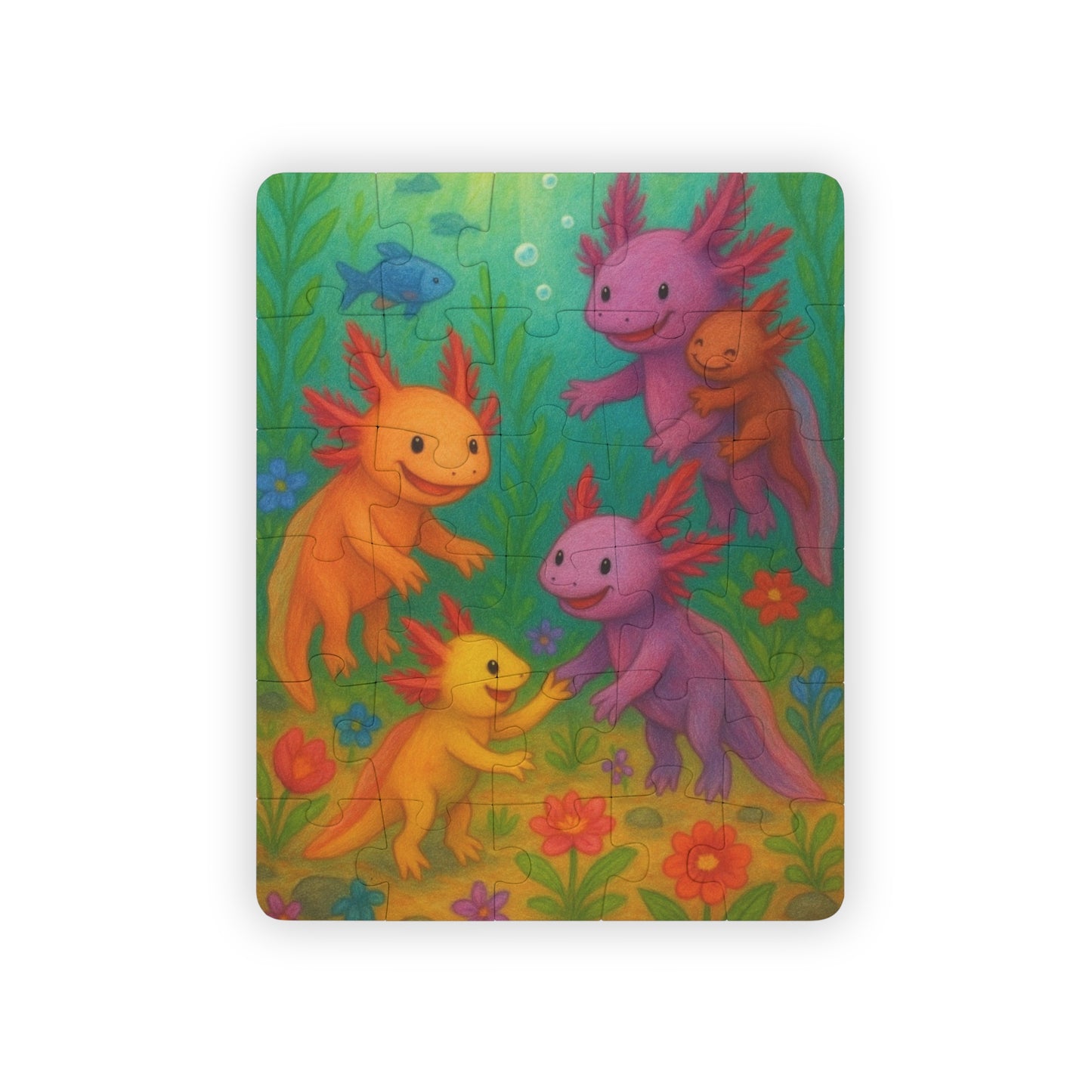 Colorful Axolotl Kids' Puzzle, Fun Activity for Children, 30-Piece Educational Toy, Bright and Engaging, Perfect Gift for Birthdays