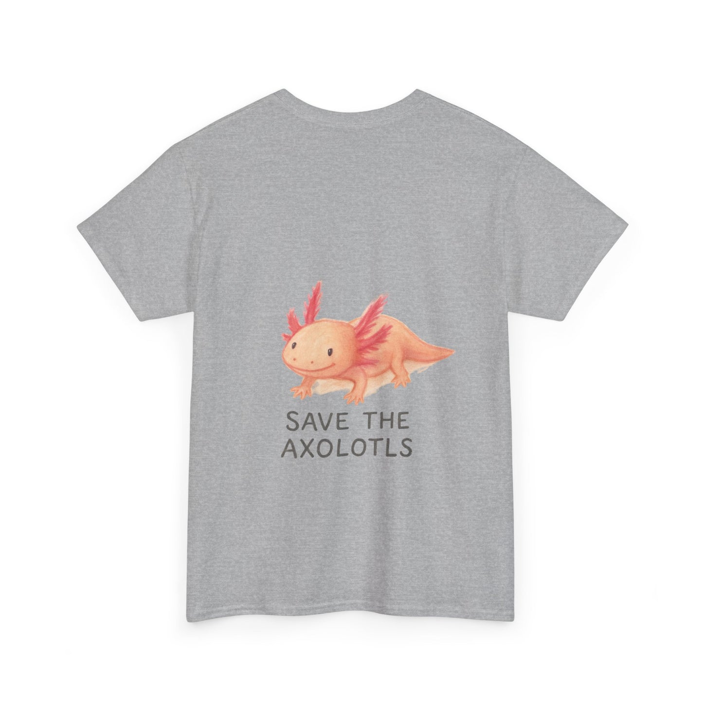 Save the Axolotls Unisex Heavy Cotton Tee, Eco-Friendly T-Shirt, Animal Lover Gift, Conservation Tee, Cute Axolotl Apparel