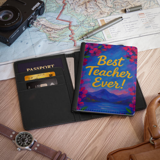 Best Teacher Ever! Passport Cover - Travel Gift for Educators, Teacher Appreciation, Graduation, Educational Travel