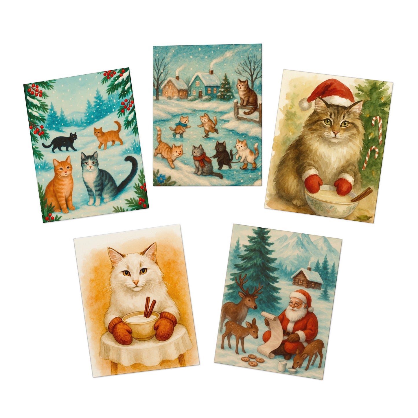 Multi-Design Greeting Card Set for Cat Lovers, Holiday Cards, Cute Cat Art, Animal Greeting Cards, Pet Lover's Note Cards, Seasonal [...]