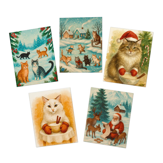 Multi-Design Greeting Card Set for Cat Lovers, Holiday Cards, Cute Cat Art, Animal Greeting Cards, Pet Lover's Note Cards, Seasonal [...]