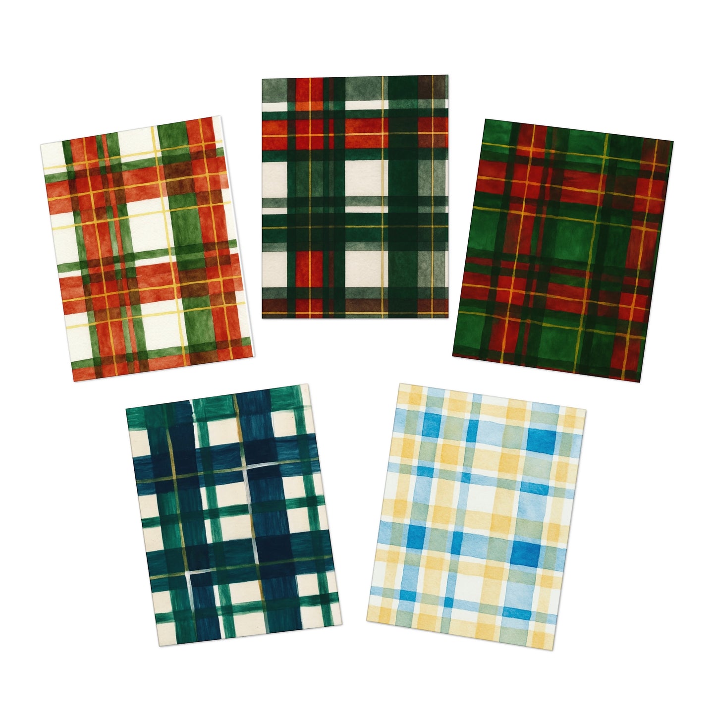 Multi-Design Greeting Cards - Set of 5, Festive Plaid Cards for All Occasions, Holiday Greetings, Thank You Notes, Birthday Wishes, [...]
