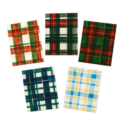 Multi-Design Greeting Cards - Set of 5, Festive Plaid Cards for All Occasions, Holiday Greetings, Thank You Notes, Birthday Wishes, [...]