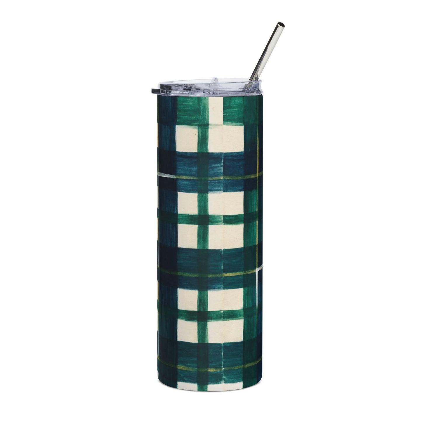 Stylish Plaid Stainless Steel Tumbler, 20oz | Insulated Drinkware for Travel, Gifts, Coffee Lovers, Home Decor, Holiday Mugs