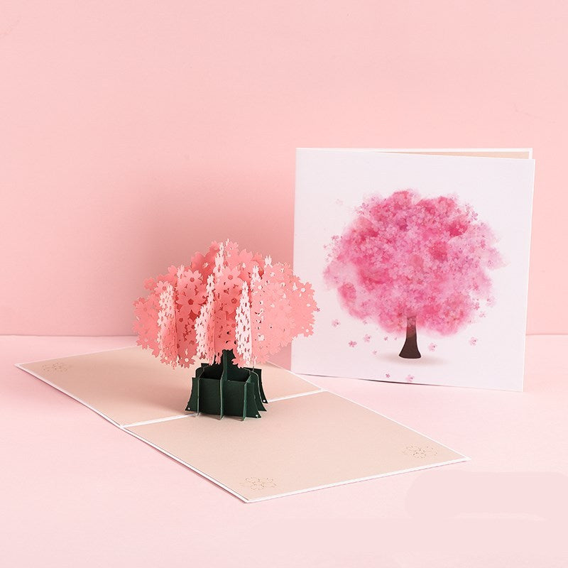 3D Sakura Kissing Lover Greeting Card