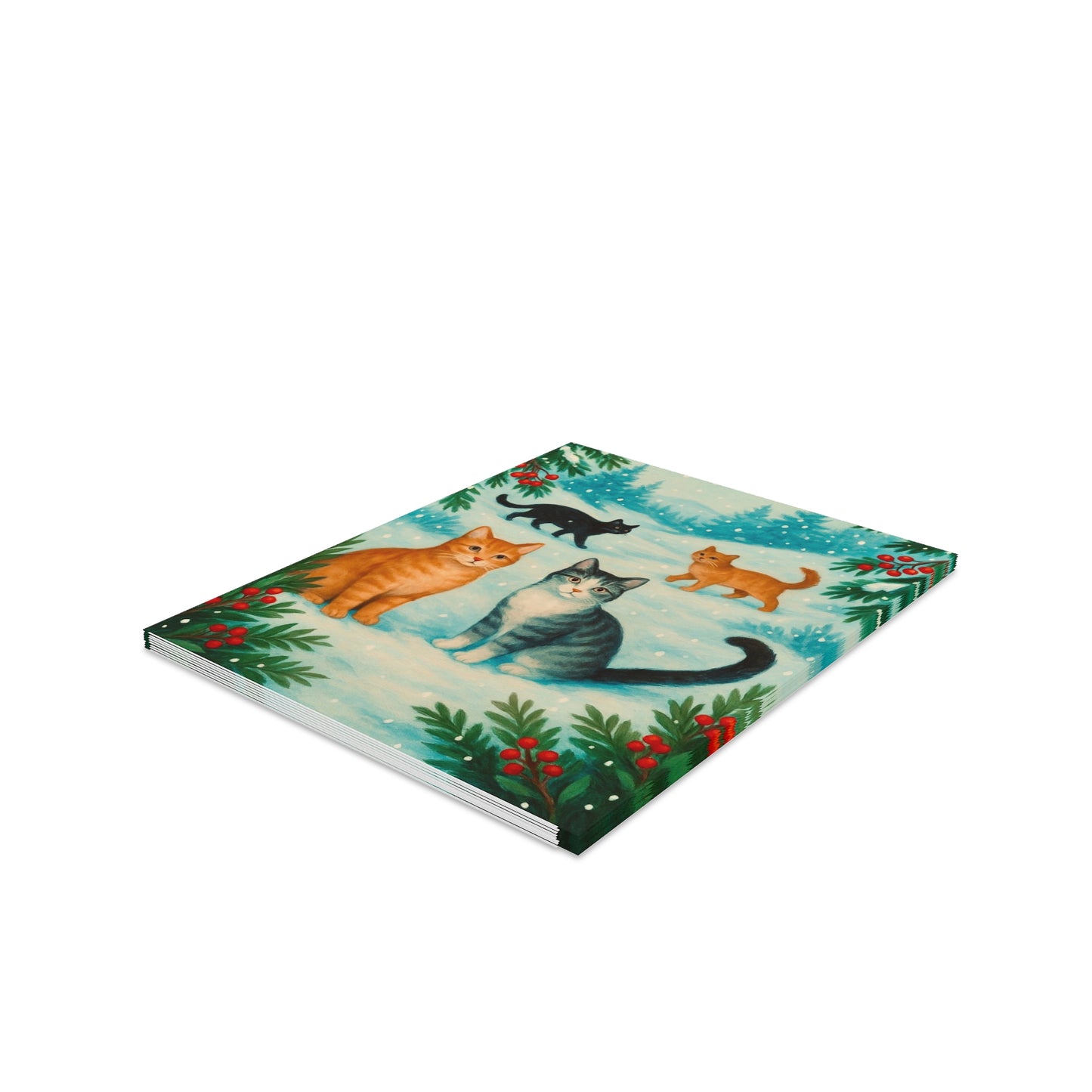 Charming Cat-Themed Greeting Cards for All Occasions, Festive Cards, Cat Lovers, Holiday Cards, Cute Cat Prints, Winter Greetings