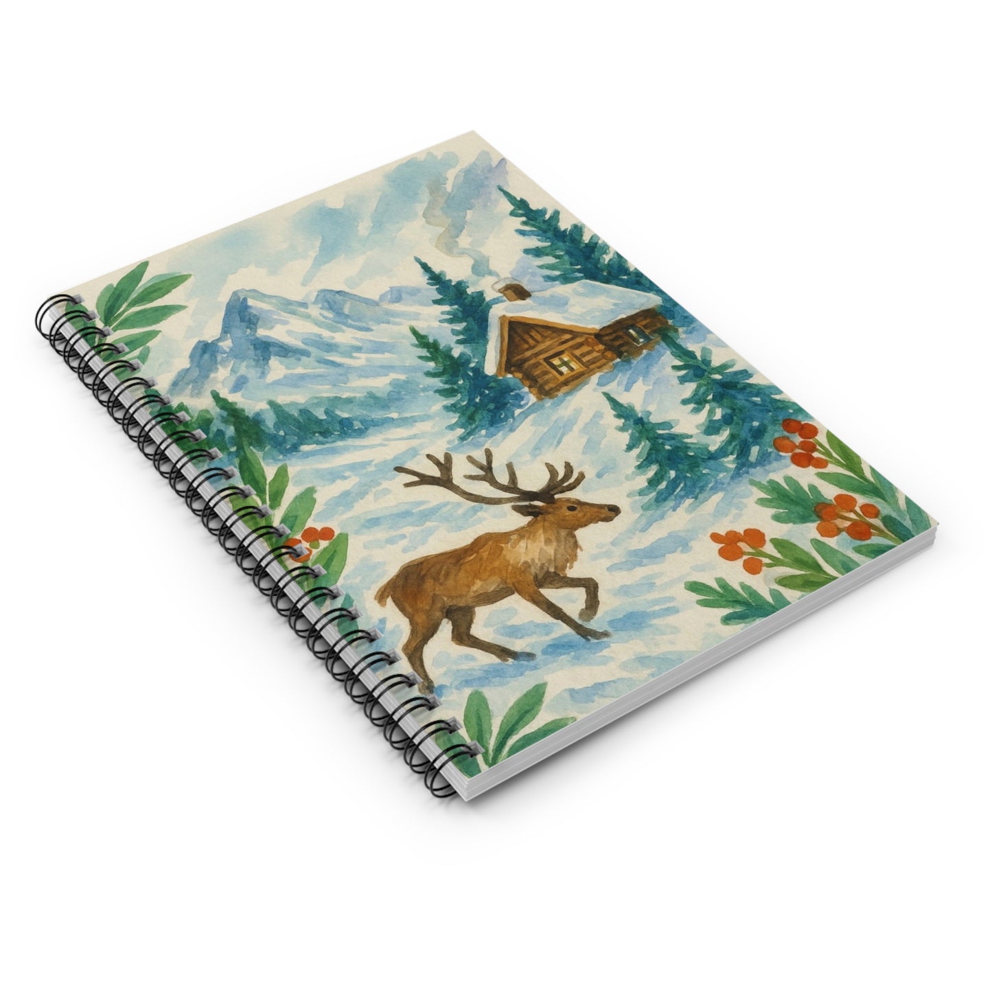 Winter Wonderland Spiral Notebook - Cozy Mountain Scene, Gift for Nature Lovers, Journaling, Sketching, Holiday Writing, Rustic Decor