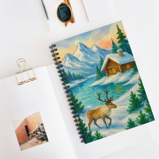 Winter Wonderland Spiral Notebook - Cozy Mountain Scene, Journal, Gift for Students, Christmas Planner, Nature Lover's Diary