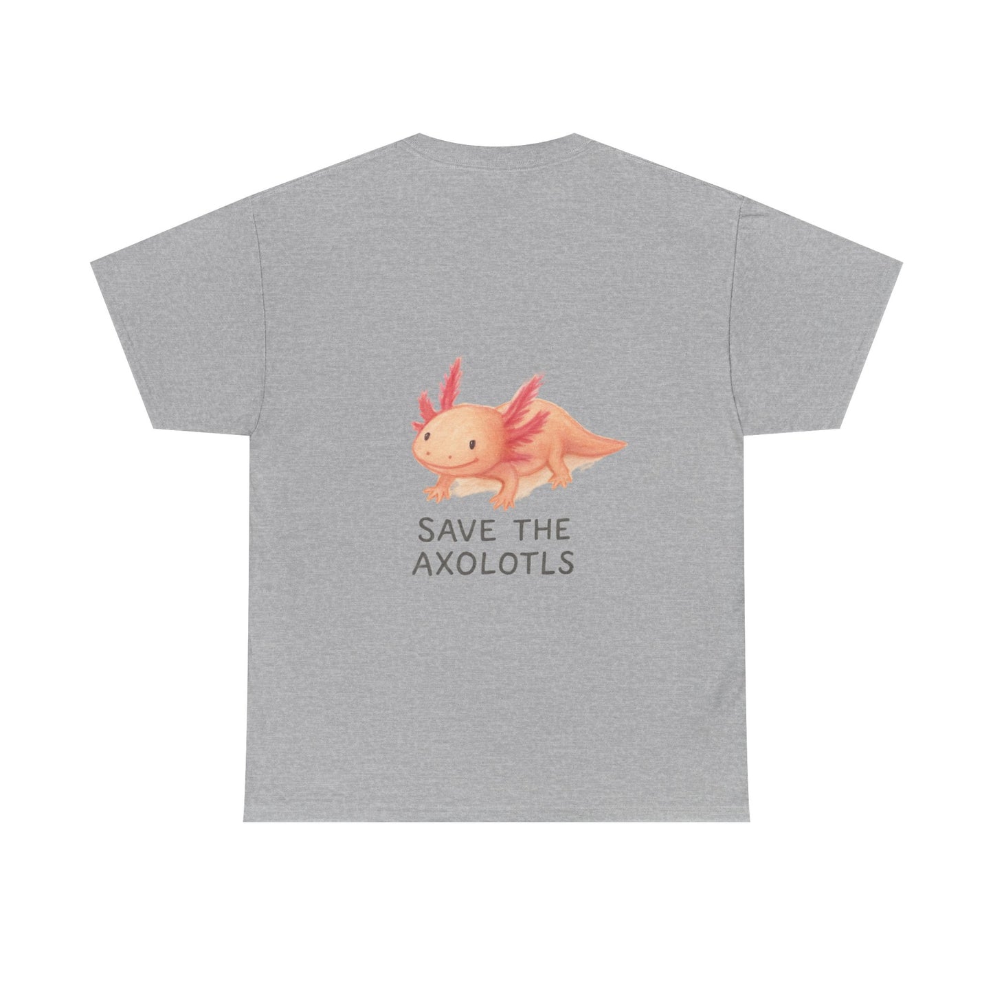 Save the Axolotls Unisex Heavy Cotton Tee, Eco-Friendly T-Shirt, Animal Lover Gift, Conservation Tee, Cute Axolotl Apparel