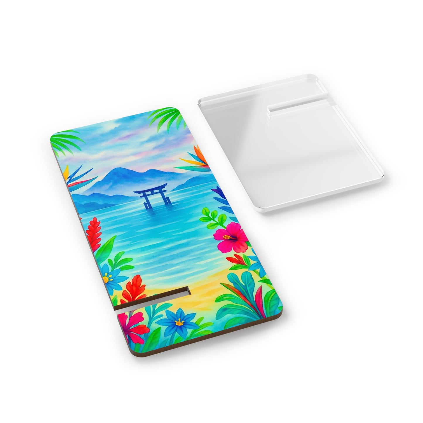 Tropical Smartphone Stand, Cute Phone Holder, Floral Desk Decor, Mobile Stand, Gift for Her, Home Office Accessory