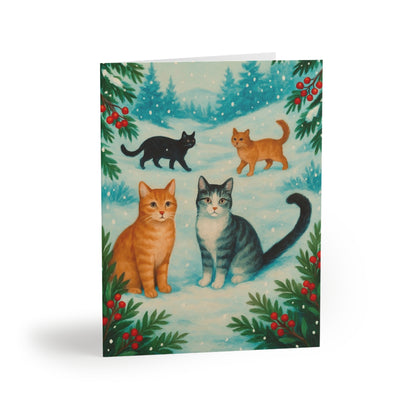 Charming Cat-Themed Greeting Cards for All Occasions, Festive Cards, Cat Lovers, Holiday Cards, Cute Cat Prints, Winter Greetings