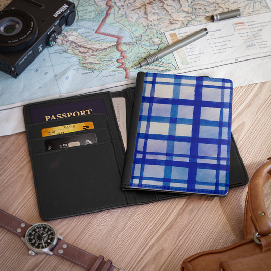 Chic Passport Cover with Violet and Indigo Plaid | Travel Accessory, Great Gift for Travelers, Stylish Travel Gear, Holiday Gift, Women’s Accessories