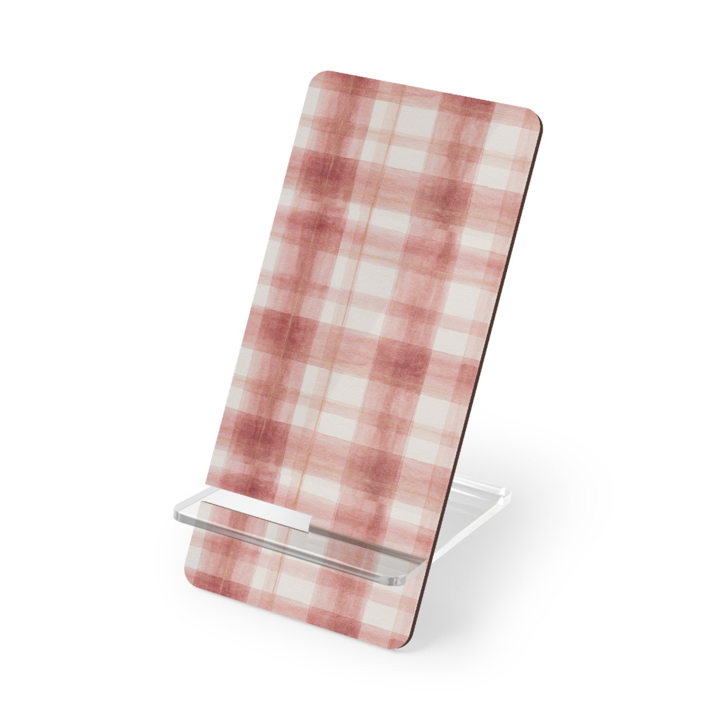Chic Smartphone Display Stand, Modern Phone Holder, Desk Organizer, Plaid Design, Decorative Accessory