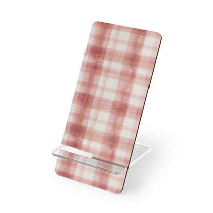 Chic Smartphone Display Stand, Modern Phone Holder, Desk Organizer, Plaid Design, Decorative Accessory