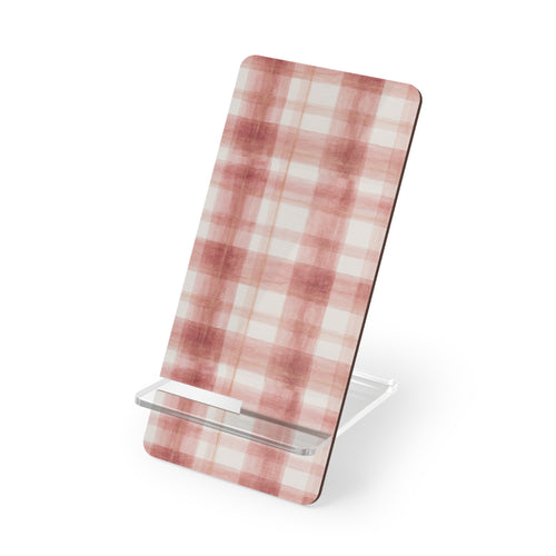 Chic Smartphone Display Stand, Modern Phone Holder, Desk Organizer, Plaid Design, Decorative Accessory