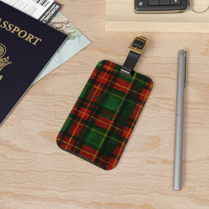 Festive Plaid Luggage Tag, Travel Accessory, Personalized Gift, Holiday Travel Tag, Stylish Baggage Identifier