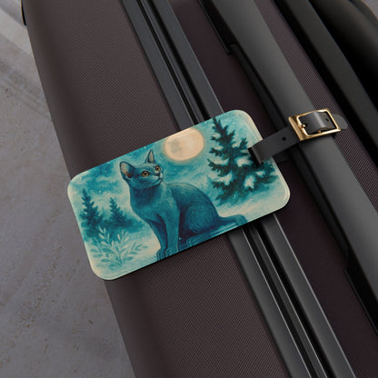 Magical Cat Luggage Tag, Pet Lover Travel Accessory, Unique Gift for Cat Owners, Cat-Themed Travel Tag, Moonlit Cat Design
