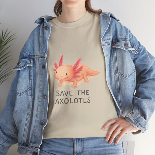 Save the Axolotls Tee, Cute Animal Shirt, Unisex T-Shirt, Eco-Friendly Gift, Animal Lover's Apparel, Casual Outfit