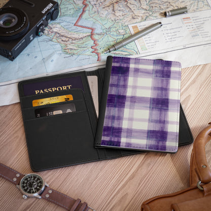 Chic Purple Plaid Passport Cover | Travel Accessory, Gift for Travelers, Vacation Essential, Unique Passport Holder, Modern Travel Gear