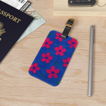 Floral Luggage Tag, Vibrant Travel Accessory, Personalized Holiday Gift, Summer Travel Essentials, Flower Pattern ID Tag