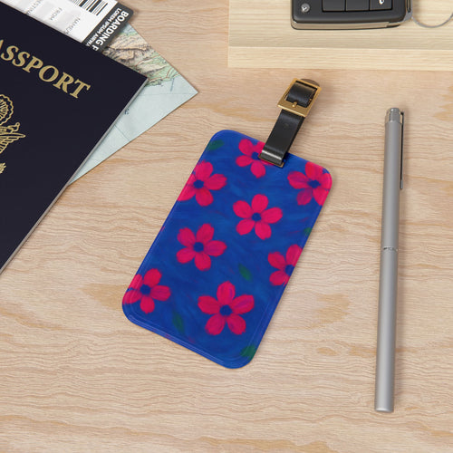 Floral Luggage Tag, Vibrant Travel Accessory, Personalized Holiday Gift, Summer Travel Essentials, Flower Pattern ID Tag