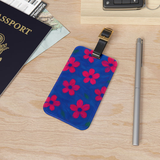 Floral Luggage Tag, Vibrant Travel Accessory, Personalized Holiday Gift, Summer Travel Essentials, Flower Pattern ID Tag