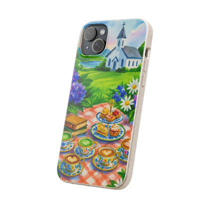Biodegradable Phone Cases with Charming Tea Party Design, Eco-Friendly Phone Cover, Gift for Nature Lovers, Fun & Whimsical Style