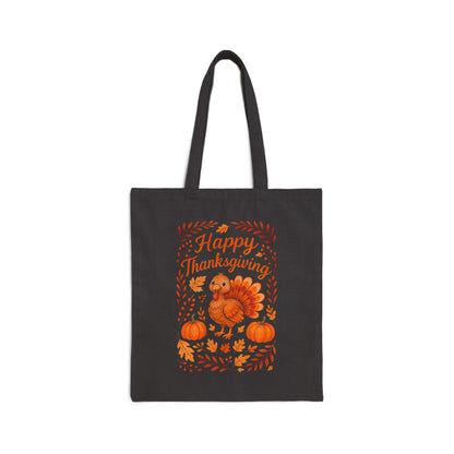 Thanksgiving Floral Tote Bag, Eco-Friendly Canvas, Reusable Shopping Bag, Fall Decor, Gift for Hosts, Pumpkin Design