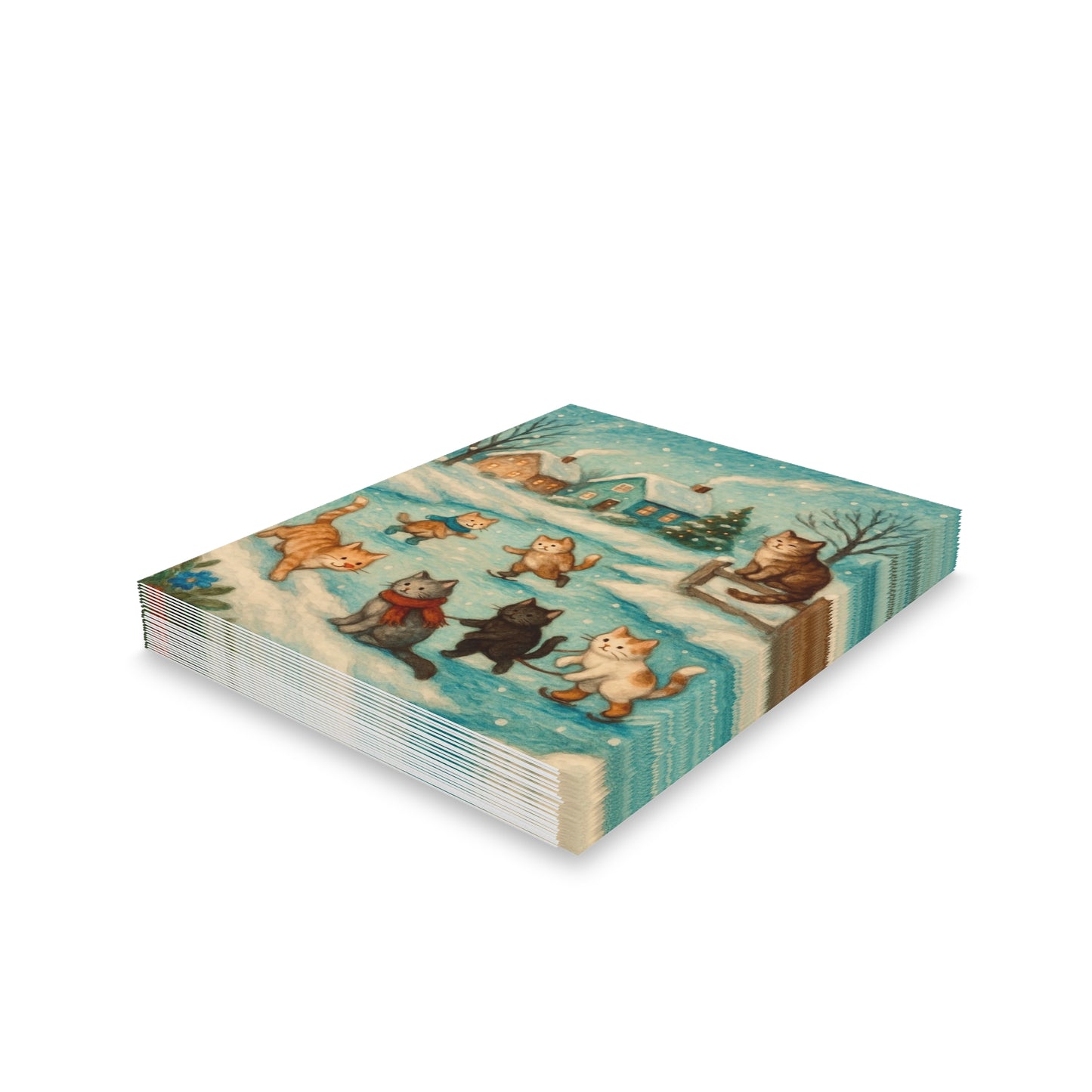 Whimsical Cat-Themed Greeting Cards, Festive Holiday Cards, Cute Cat Art, Cat Lover Gifts, Winter Greetings, Birthday Cards, Thank You Notes