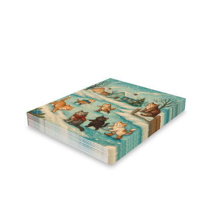 Whimsical Cat-Themed Greeting Cards, Festive Holiday Cards, Cute Cat Art, Cat Lover Gifts, Winter Greetings, Birthday Cards, Thank You Notes