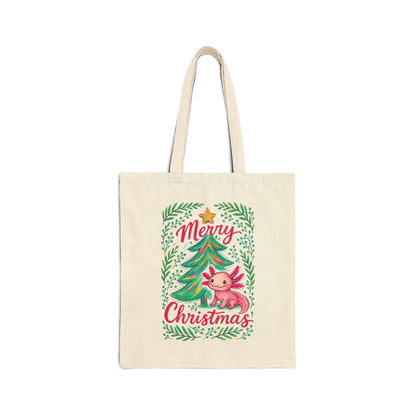 Merry Christmas Cotton Canvas Tote Bag, Holiday Gift, Eco-Friendly Bag, Reusable Shopping Tote, Cute Xmas Bag