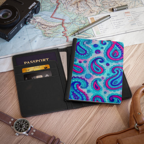 Vibrant Paisley Passport Cover, Travel Accessory, Gift for Travelers, Cute Luggage Holder, Boho Style, Vacation Essentials, Wanderlust