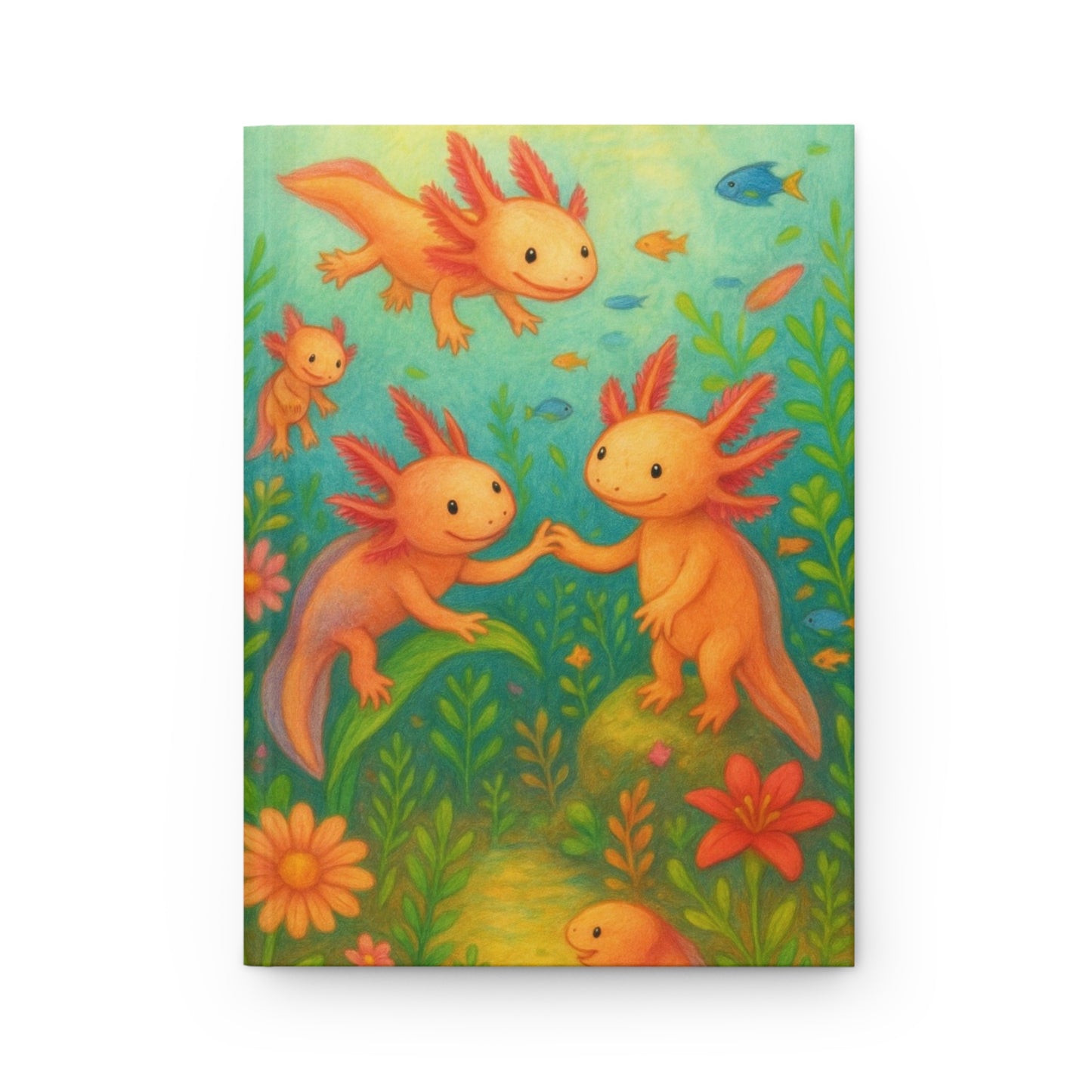 Colorful Axolotl Hardcover Journal - Cute Gift for Writers, Kids, Nature Lovers, Back to School, Notebook